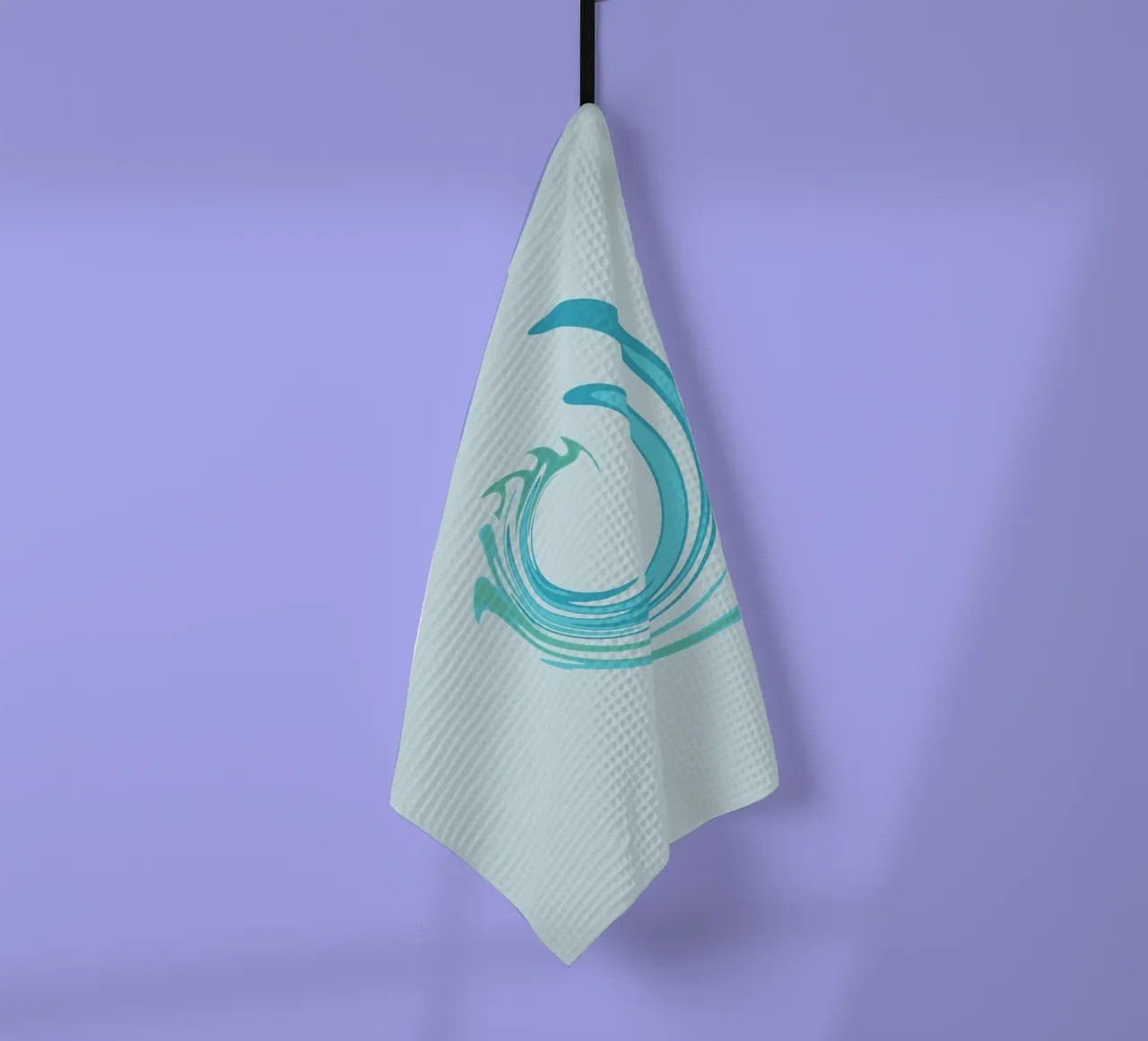 Abstract dynamic swirl pattern in blue tea towel by Something for you