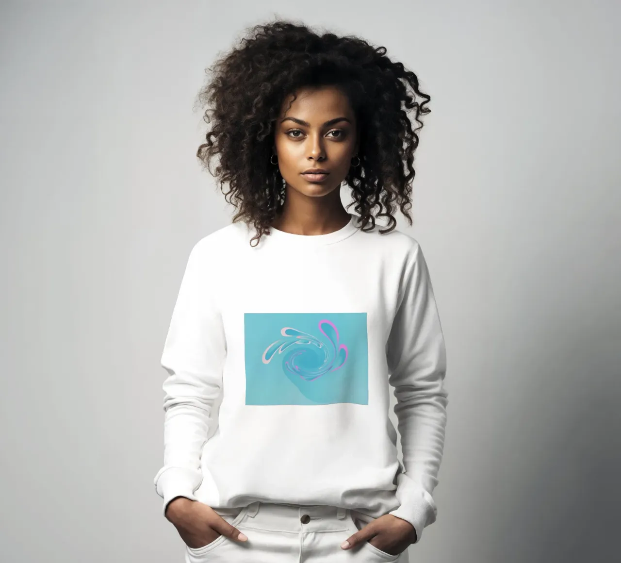 Abstraktes dynamisches Wirbelmuster in Blau und Pink Sweatshirt von Something for you