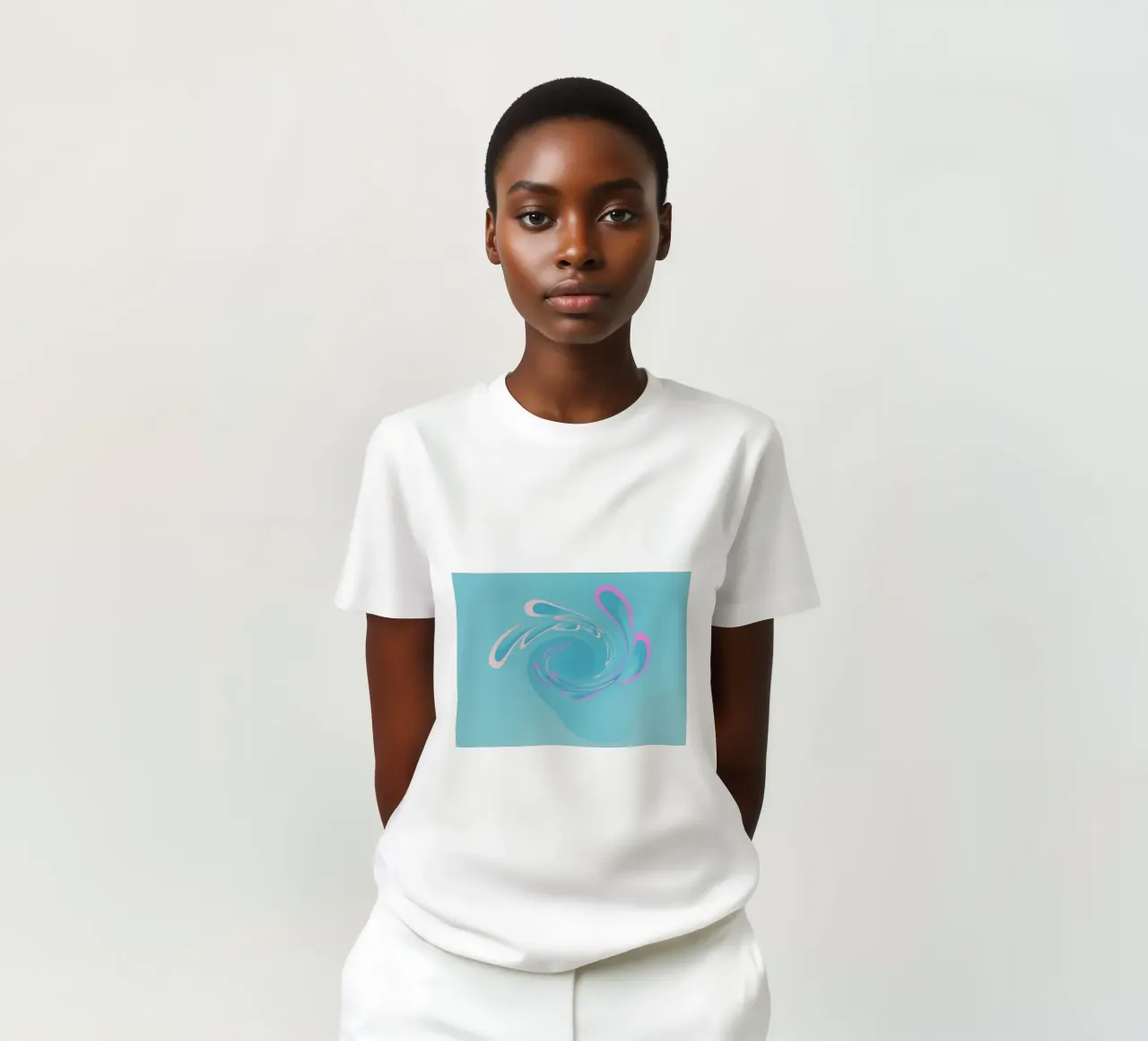 Motivo dinamico astratto a vortice in blu e rosa t-shirt da Something for you