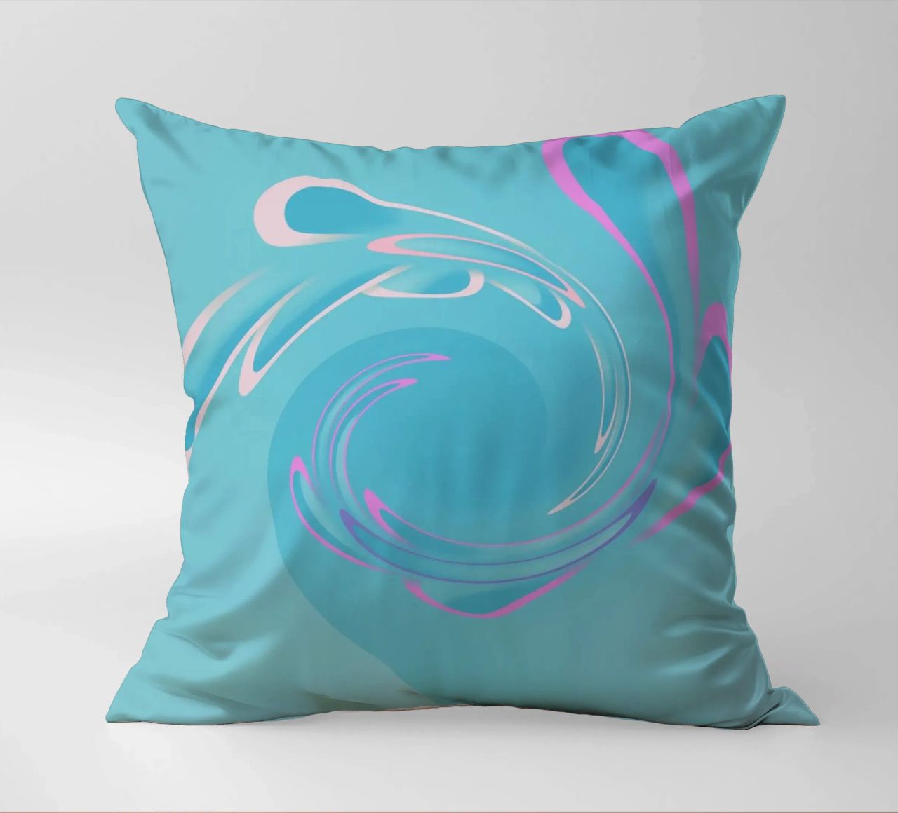Motivo dinamico astratto a vortice in blu e rosa cuscino da Something for you