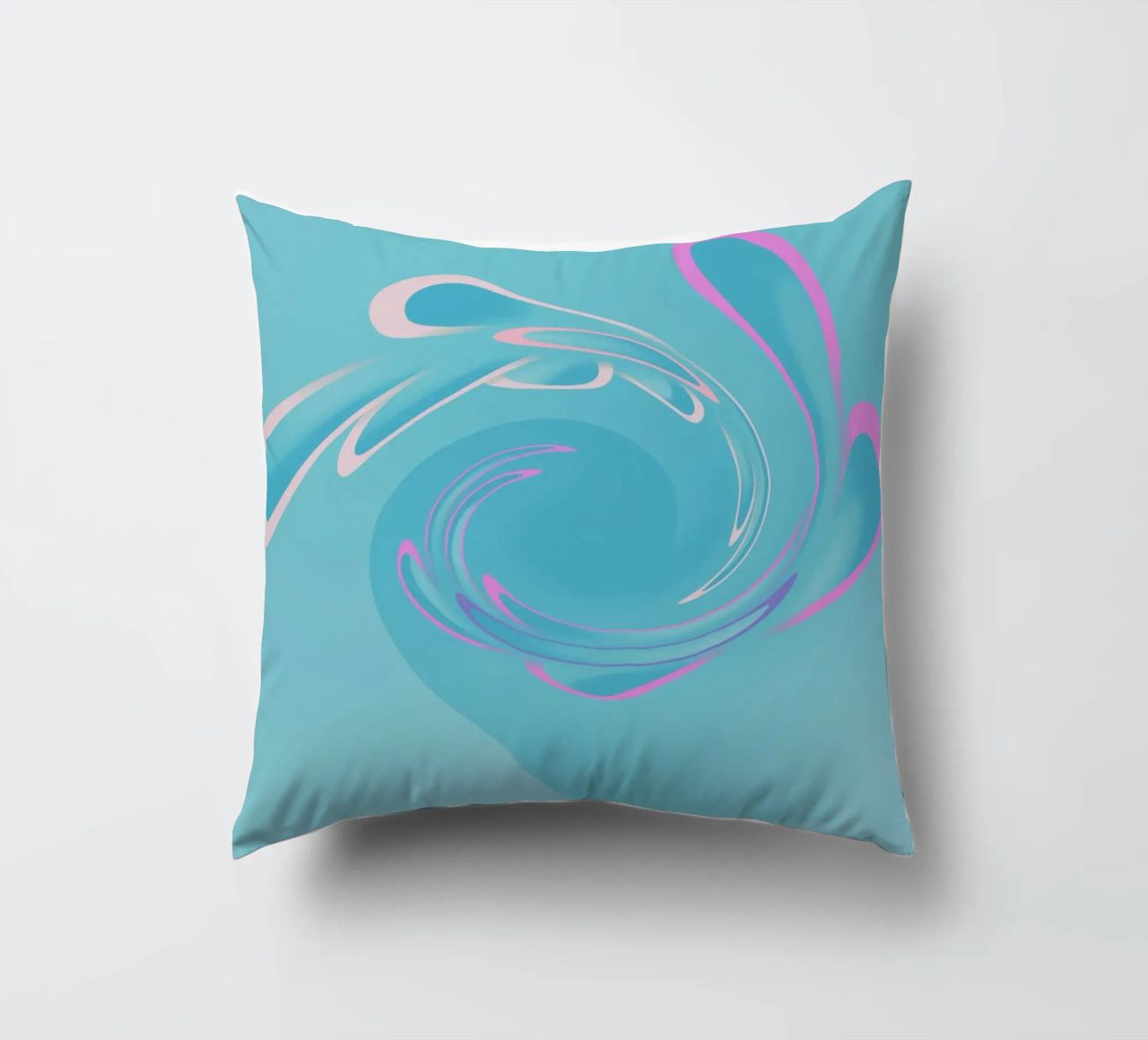 Motivo dinamico astratto a vortice in blu e rosa cuscino da Something for you
