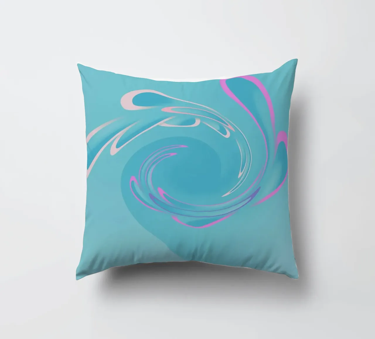 Abstraktes dynamisches Wirbelmuster in Blau und Pink Kissen von Something for you