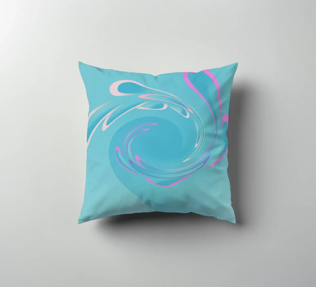 Abstract dynamisch wervelpatroon in blauw en roze kussen van Something for you