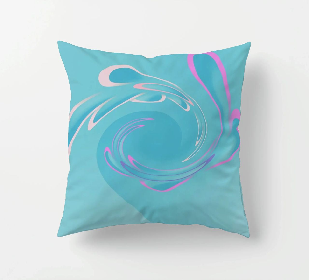 Motivo dinamico astratto a vortice in blu e rosa cuscino da Something for you