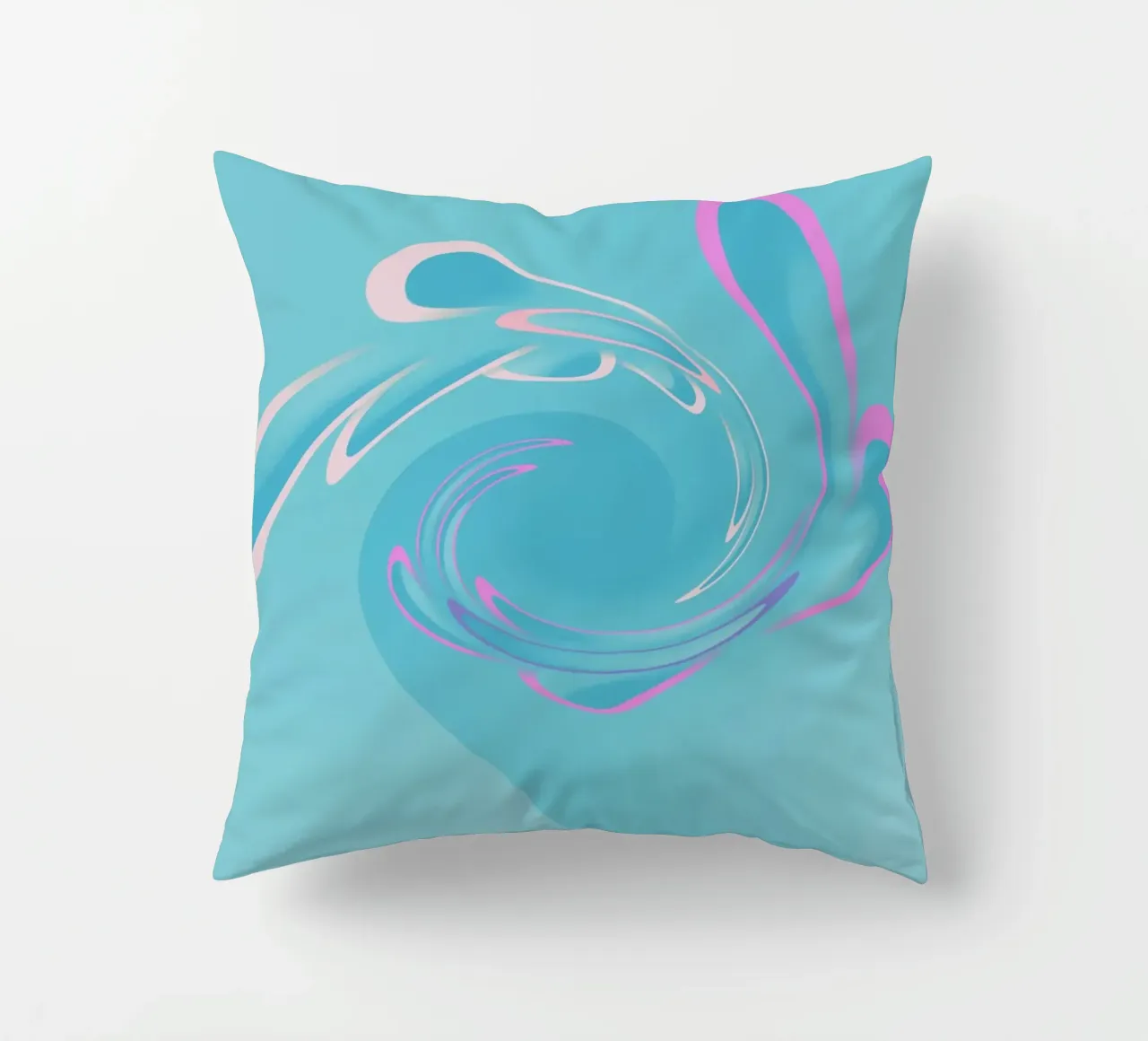 Abstraktes dynamisches Wirbelmuster in Blau und Pink Kissen von Something for you