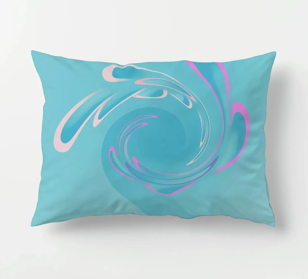 Abstraktes dynamisches Wirbelmuster in Blau und Pink Kissen von Something for you