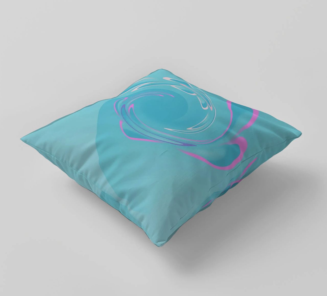Motivo dinamico astratto a vortice in blu e rosa cuscino da Something for you