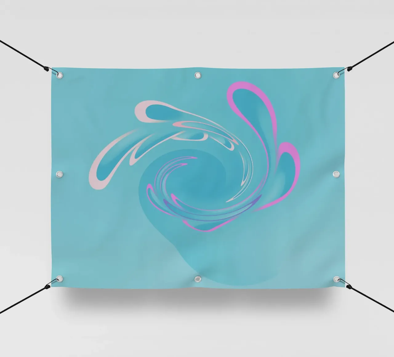 Motivo dinamico astratto a vortice in blu e rosa telo in pvc da Something for you