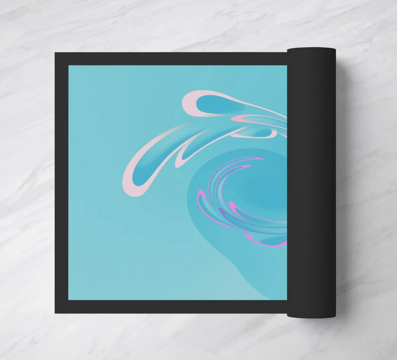 Abstract dynamic swirl pattern in blue and pink doormat by Something for you