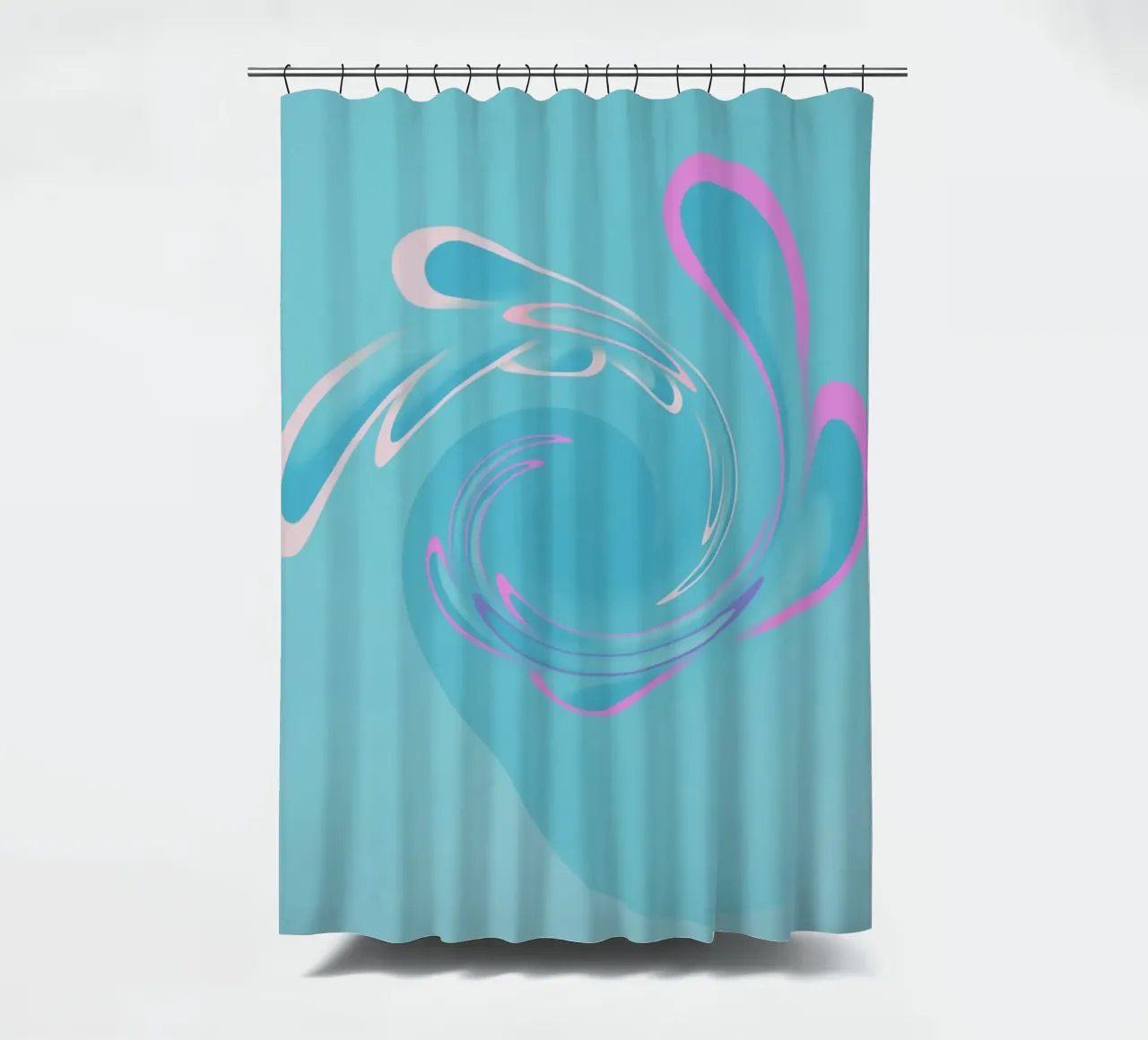 Abstract dynamic swirl pattern in blue and pink shower curtain by Something for you