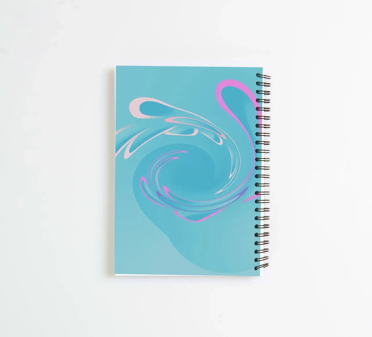 Abstract dynamic swirl pattern in blue and pink spiral notebook by Something for you