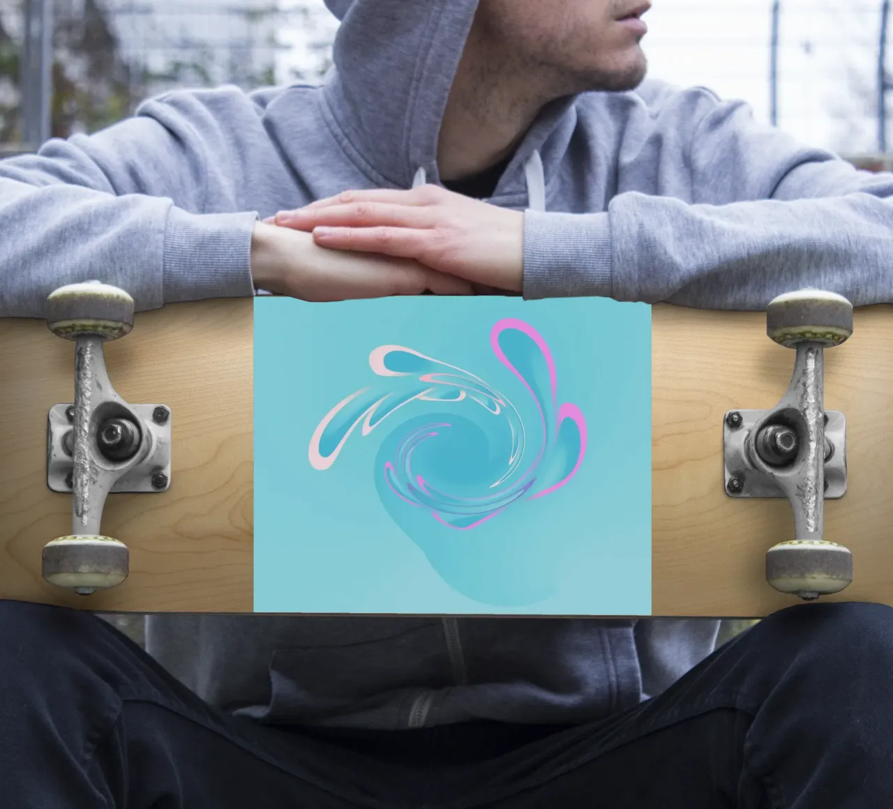 Abstraktes dynamisches Wirbelmuster in Blau und Pink Sticker von Something for you