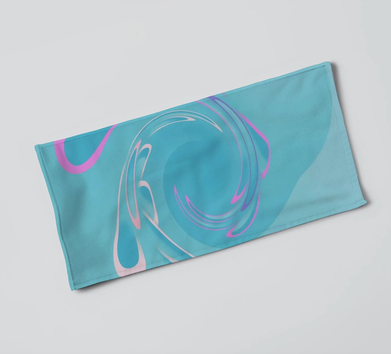 Abstract dynamic swirl pattern in blue and pink towel by Something for you