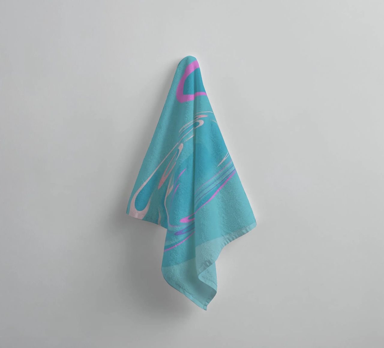 Abstract dynamic swirl pattern in blue and pink towel by Something for you