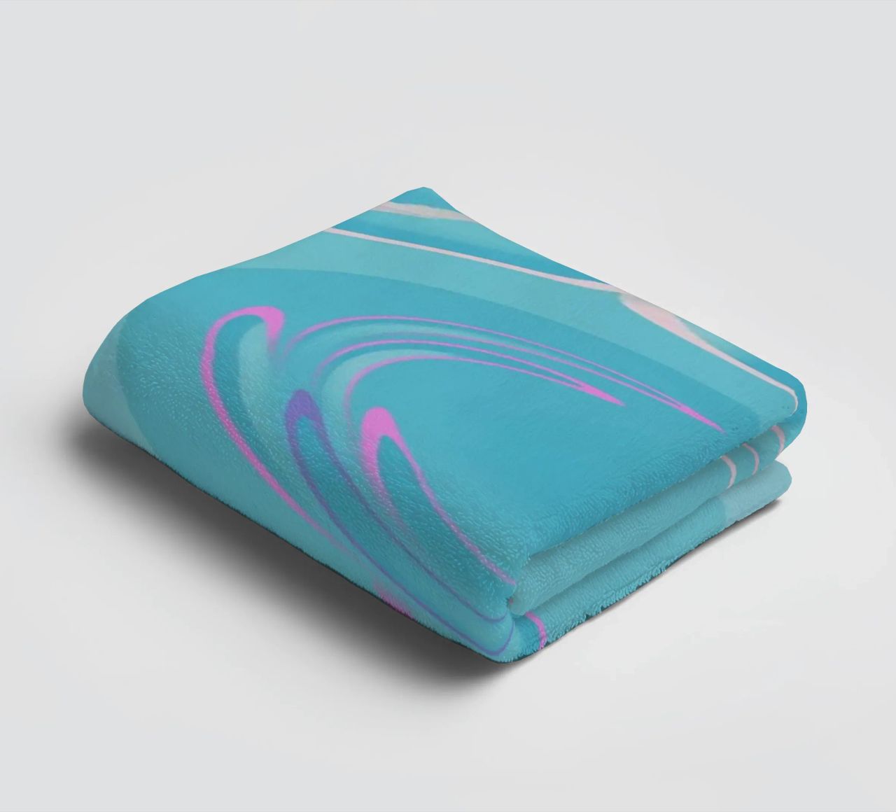 Abstract dynamic swirl pattern in blue and pink towel by Something for you