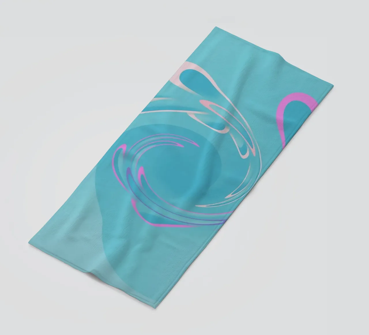 Abstract dynamic swirl pattern in blue and pink beach towel by Something for you