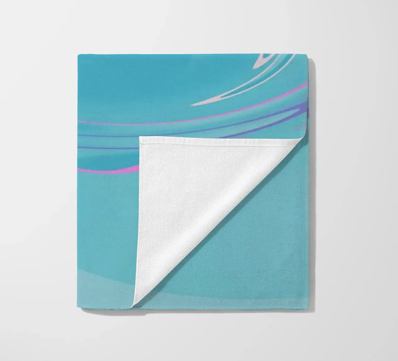 Abstract dynamic swirl pattern in blue and pink beach towel by Something for you