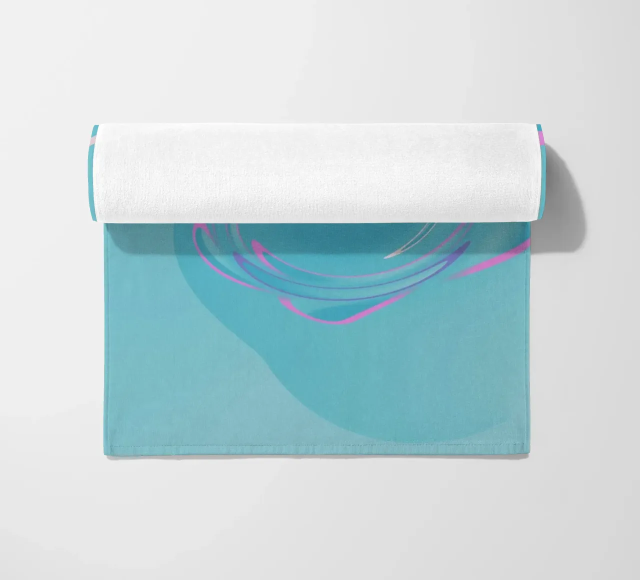 Abstract dynamic swirl pattern in blue and pink beach towel by Something for you