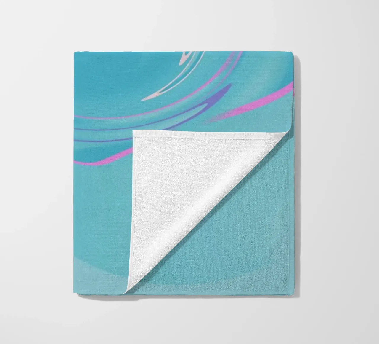 Abstract dynamic swirl pattern in blue and pink beach towel by Something for you