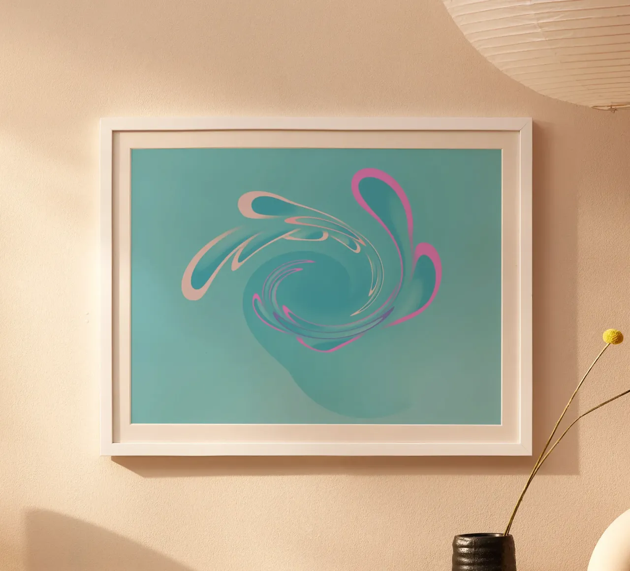 Motif tourbillonnant abstrait dynamique en bleu et rose hahnemühle de Something for you