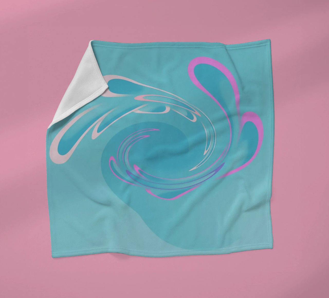 Abstract dynamic swirl pattern in blue and pink fleece blanket by Something for you