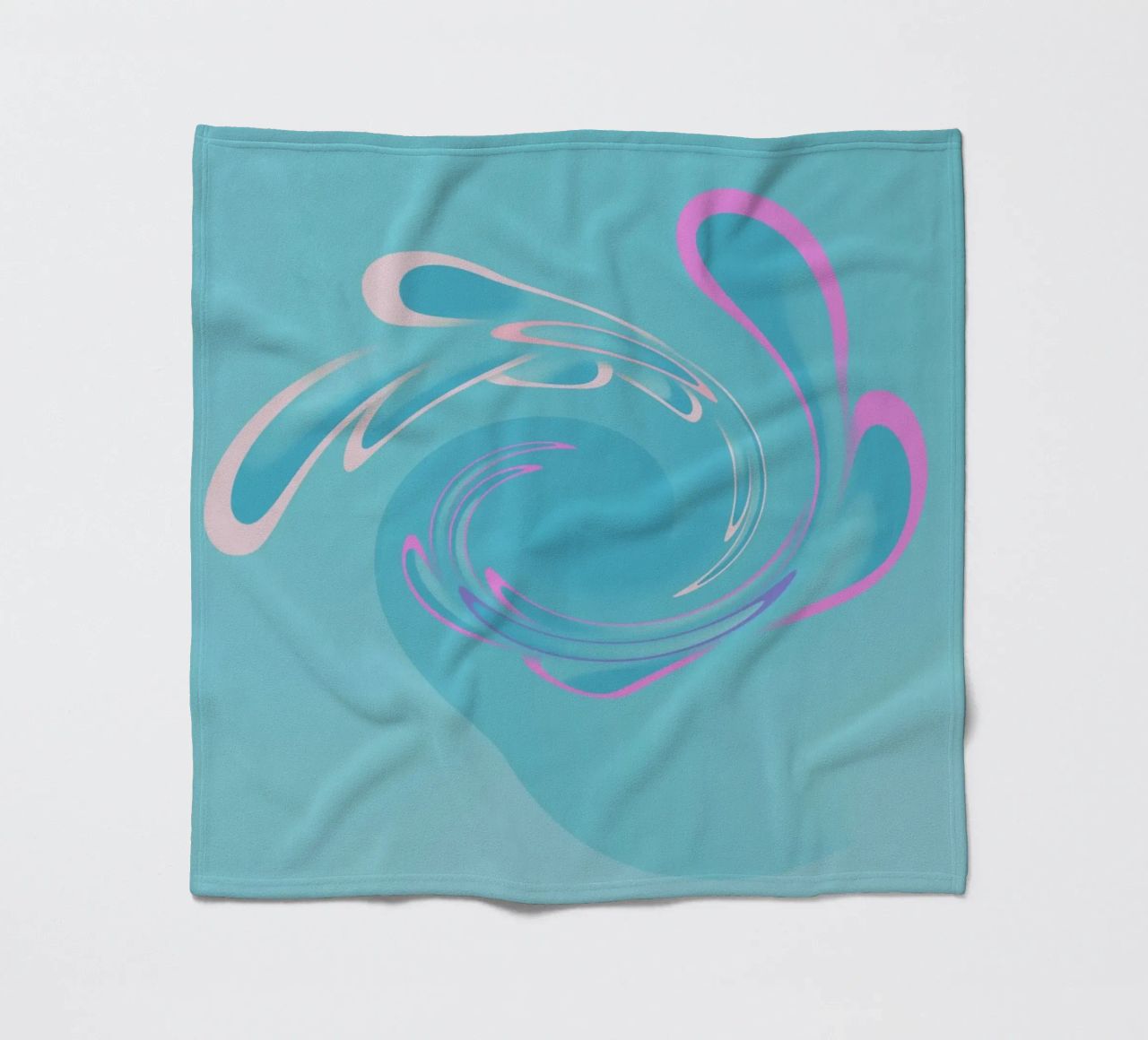 Abstract dynamic swirl pattern in blue and pink fleece blanket by Something for you