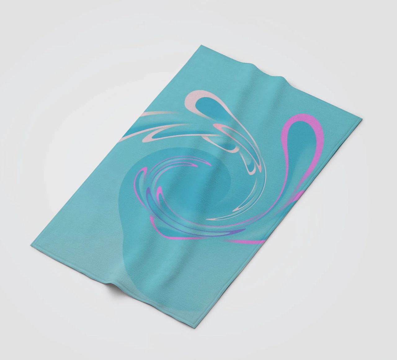 Abstract dynamic swirl pattern in blue and pink fleece blanket by Something for you