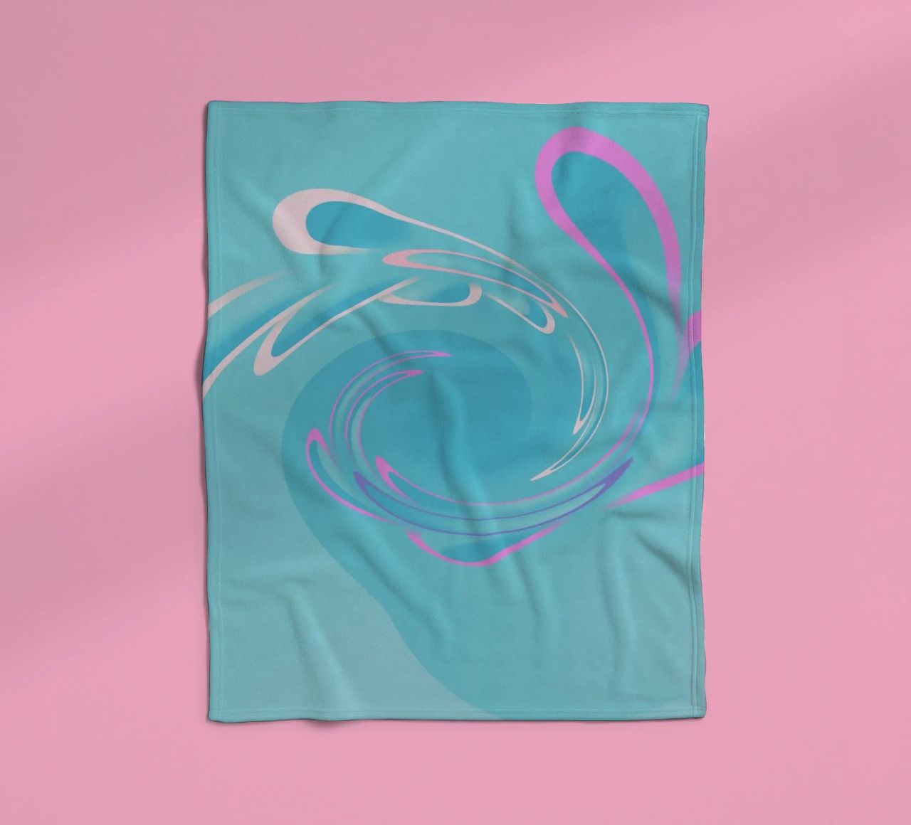 Abstract dynamic swirl pattern in blue and pink fleece blanket by Something for you