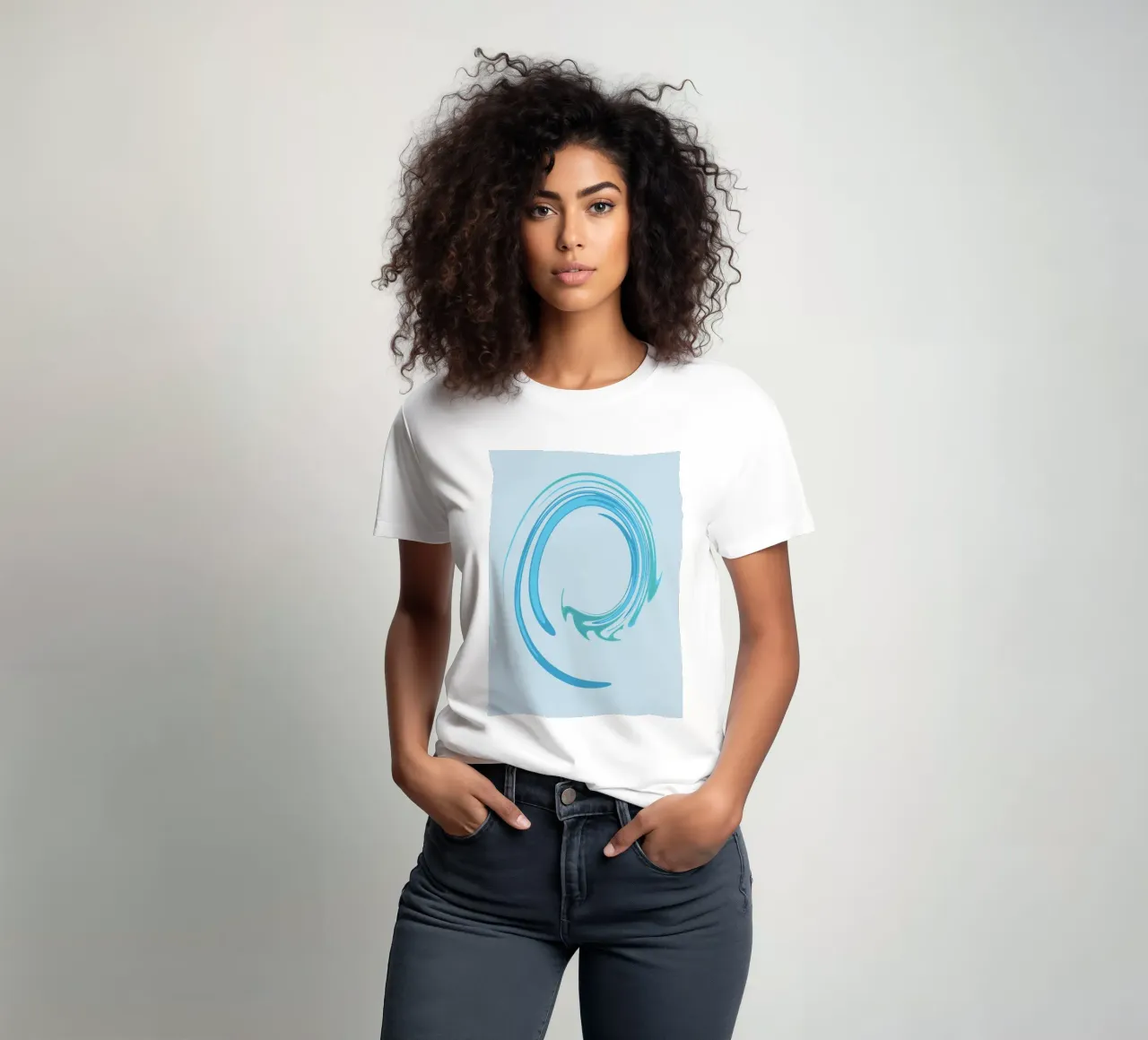 Motif tourbillonnant abstrait et dynamique en bleu t-shirt de Something for you