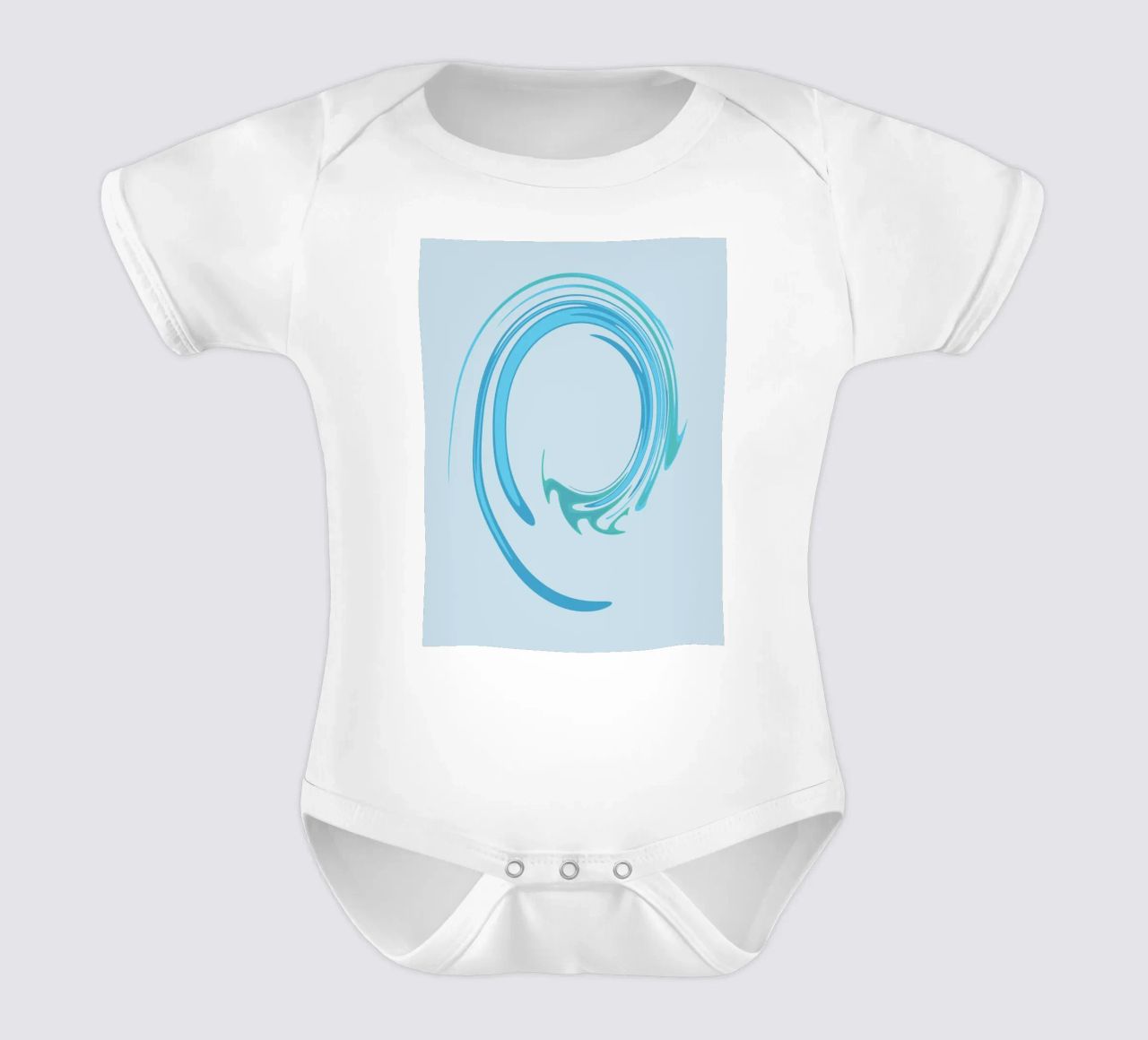 Abstract dynamic swirl pattern in blue short-sleeve baby romper by Something for you