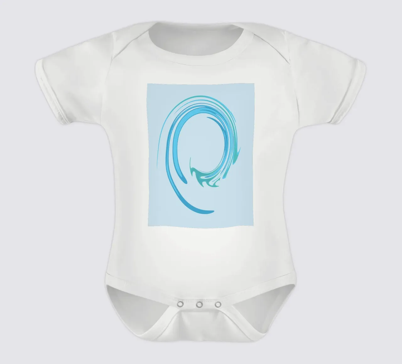 Abstract dynamic swirl pattern in blue short-sleeve baby romper by Something for you