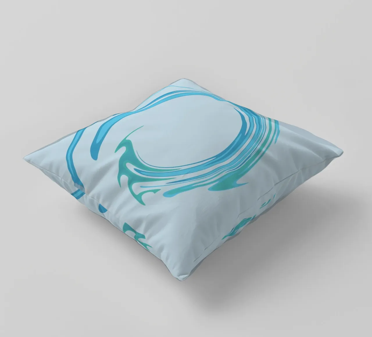Abstract dynamic swirl pattern in blue decorative cushion by Something for you