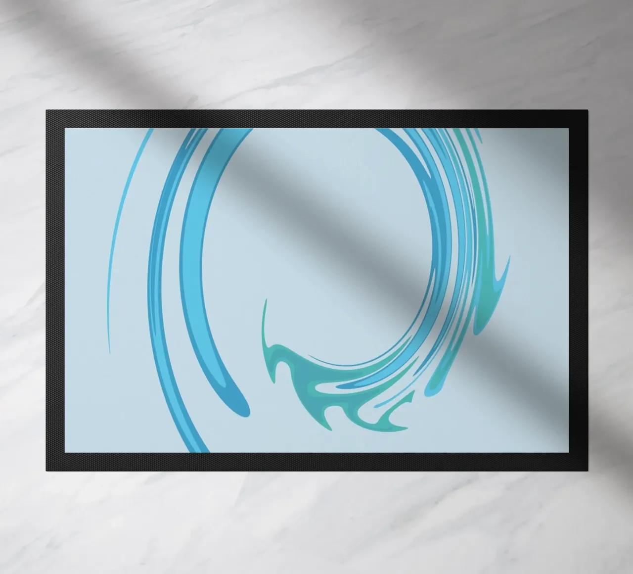 Abstract dynamic swirl pattern in blue doormat by Something for you