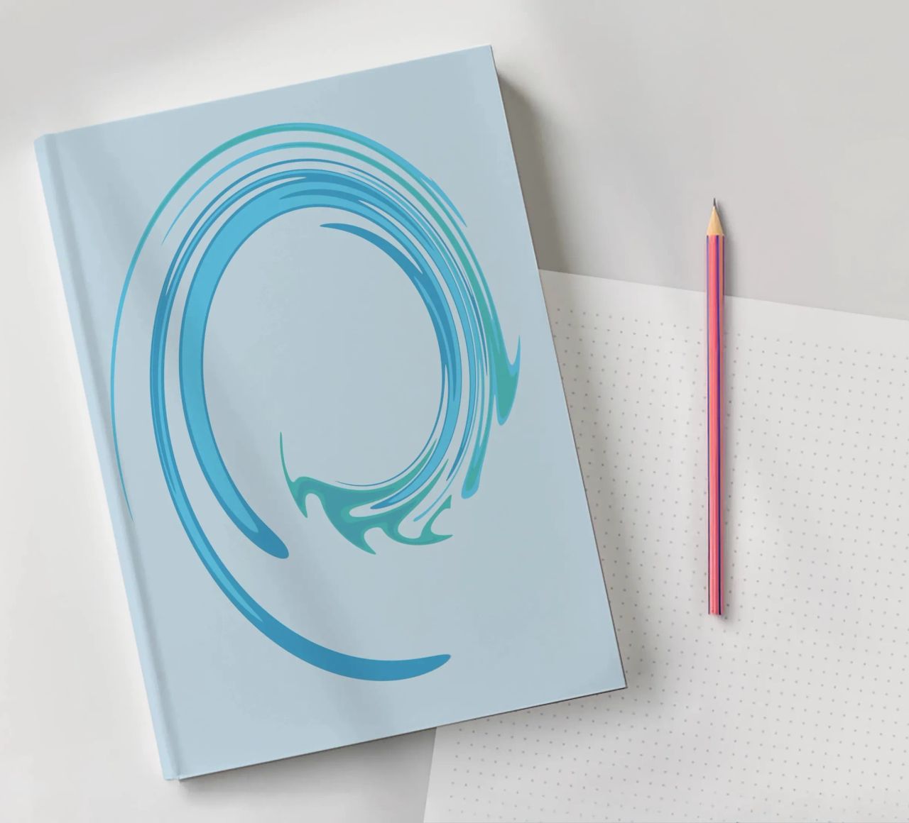 Abstract dynamic swirl pattern in blue notebook by Something for you
