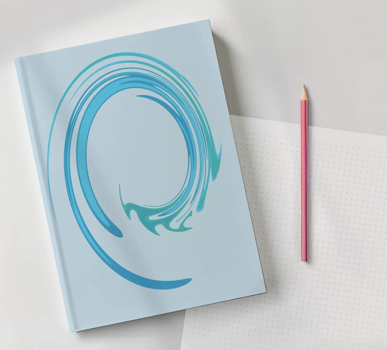 Abstract dynamic swirl pattern in blue notebook by Something for you