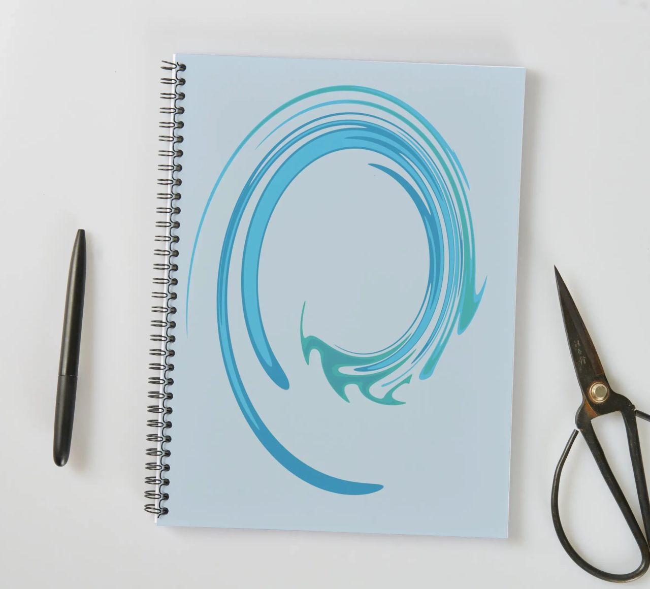 Abstract dynamic swirl pattern in blue spiral notebook by Something for you