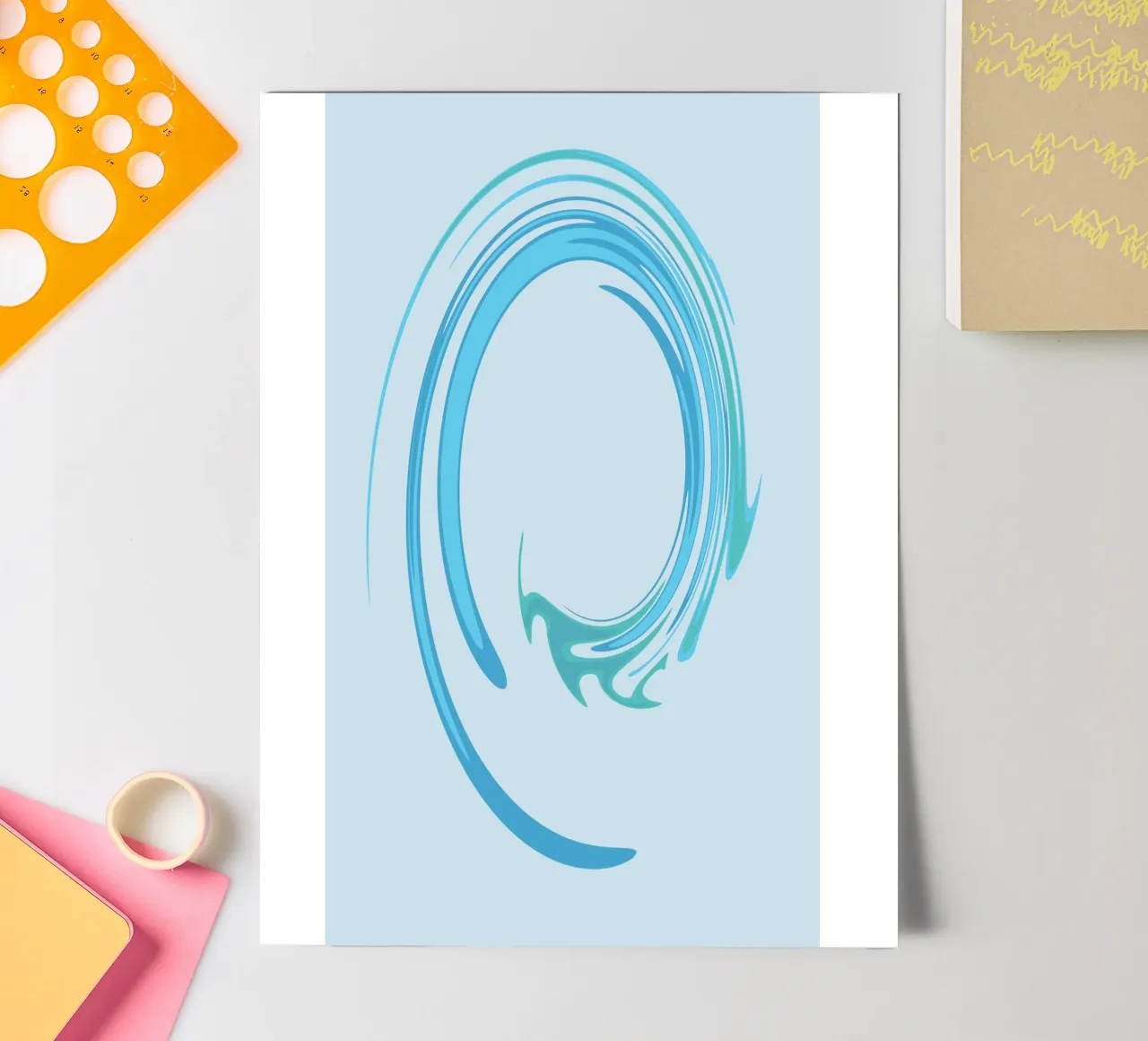 Abstract dynamic swirl pattern in blue sticker sheet by Something for you