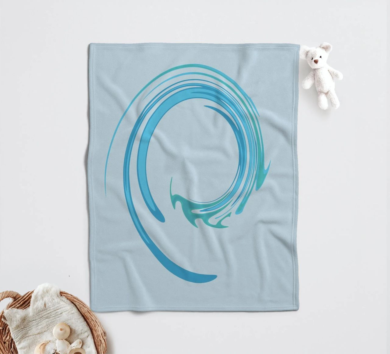 Abstraktes dynamisches Wirbelmuster in Blau Fleecedecke von Something for you