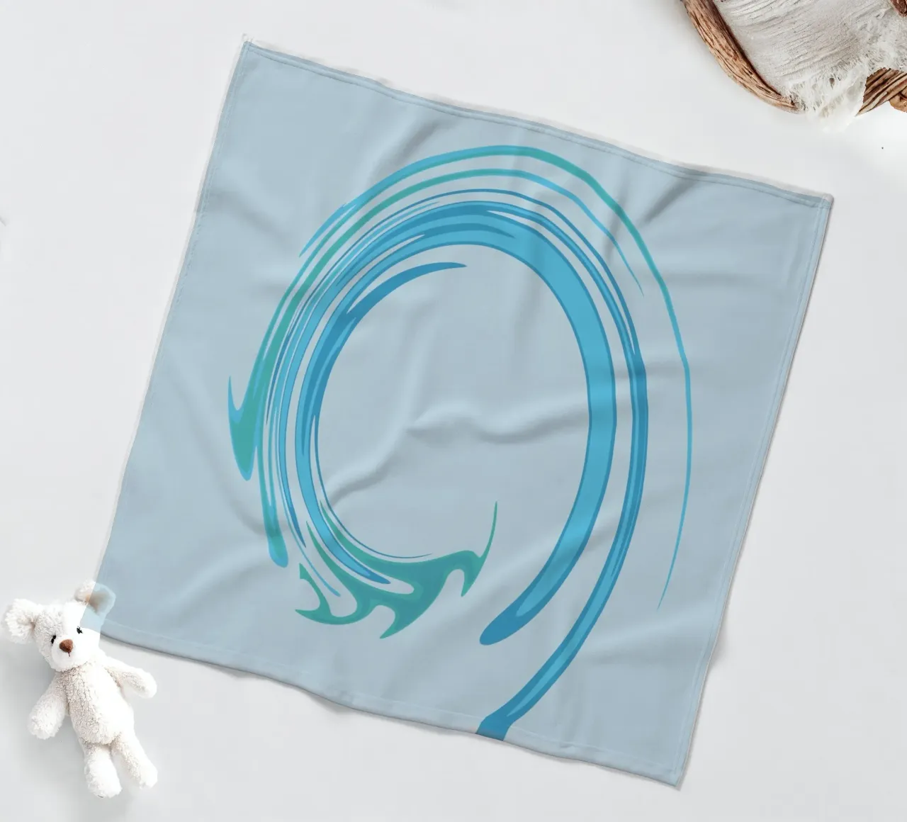 Motivo dinamico astratto a vortice in blu coperta in pile da Something for you
