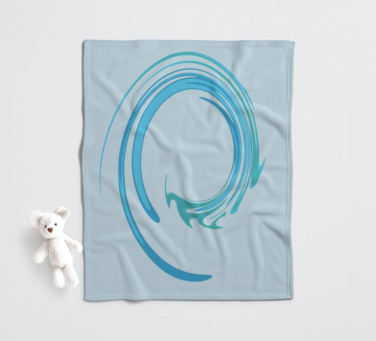 Abstraktes dynamisches Wirbelmuster in Blau Fleecedecke von Something for you