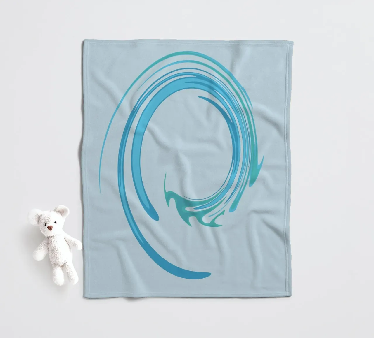 Motivo dinamico astratto a vortice in blu coperta in pile da Something for you