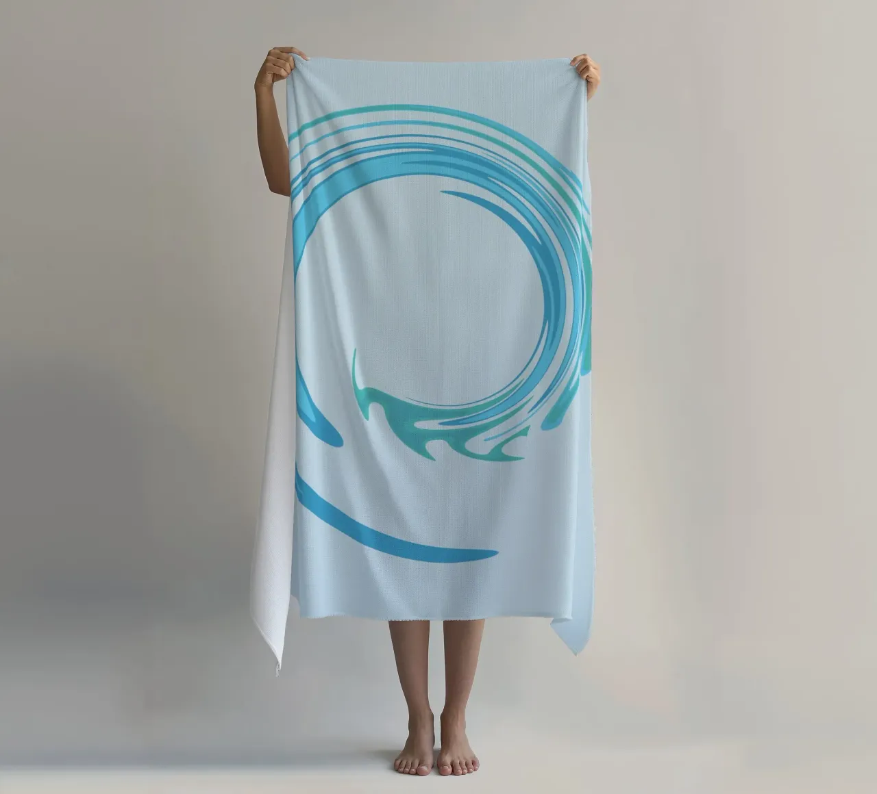 Abstract dynamic swirl pattern in blue beach towel by Something for you