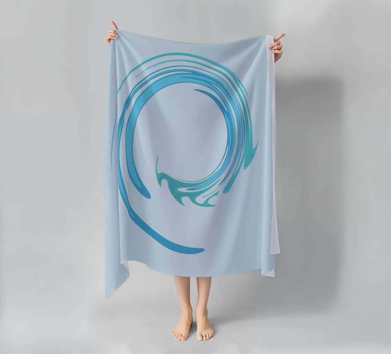 Abstract dynamic swirl pattern in blue beach towel by Something for you