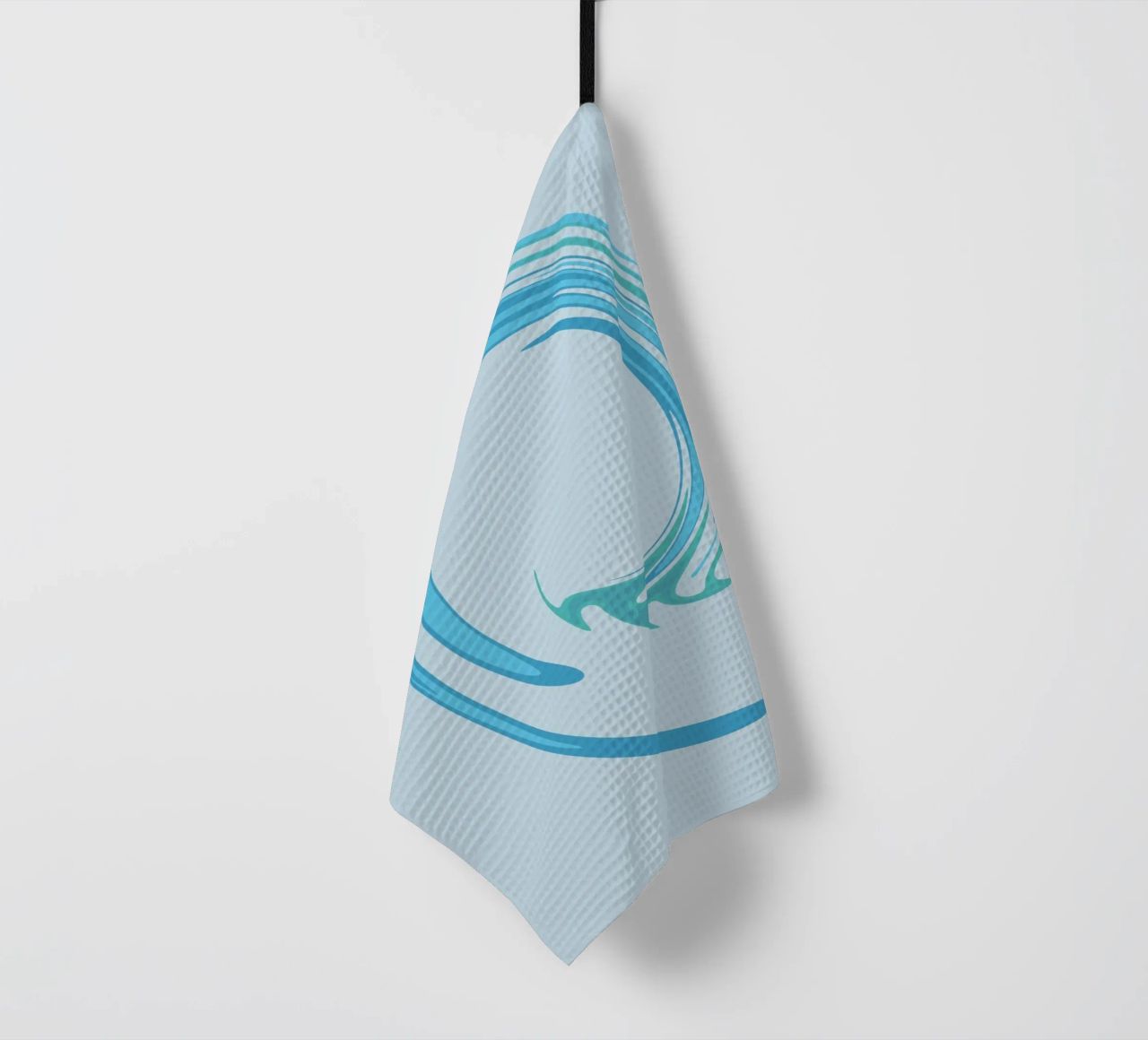 Abstract dynamic swirl pattern in blue tea towel by Something for you
