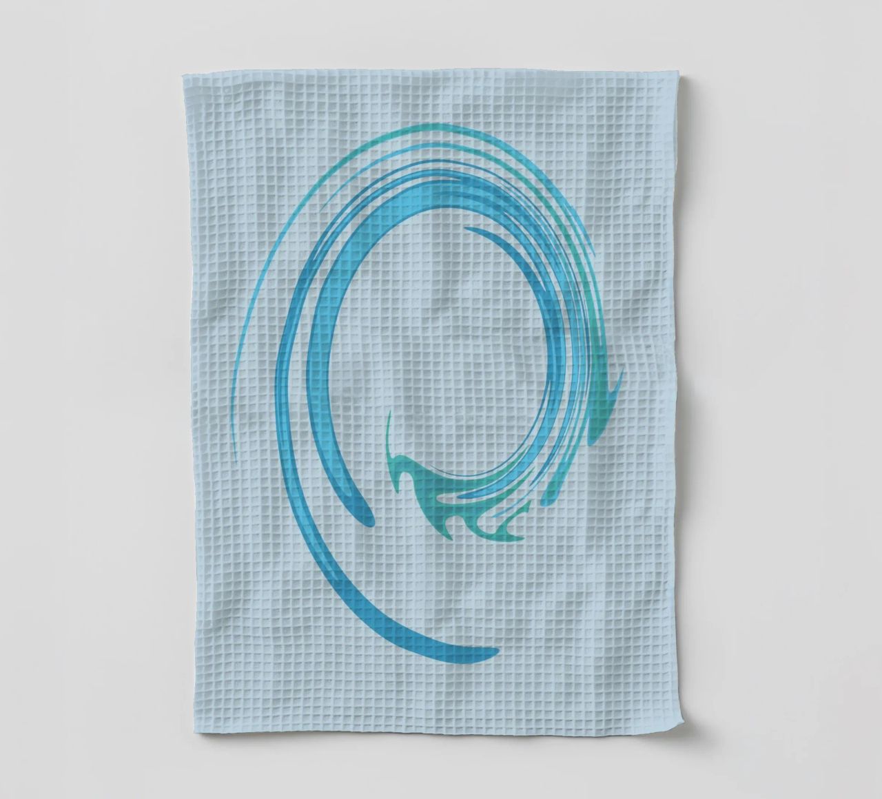 Abstract dynamic swirl pattern in blue tea towel by Something for you