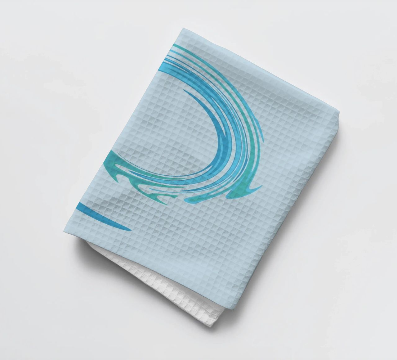 Abstract dynamic swirl pattern in blue tea towel by Something for you