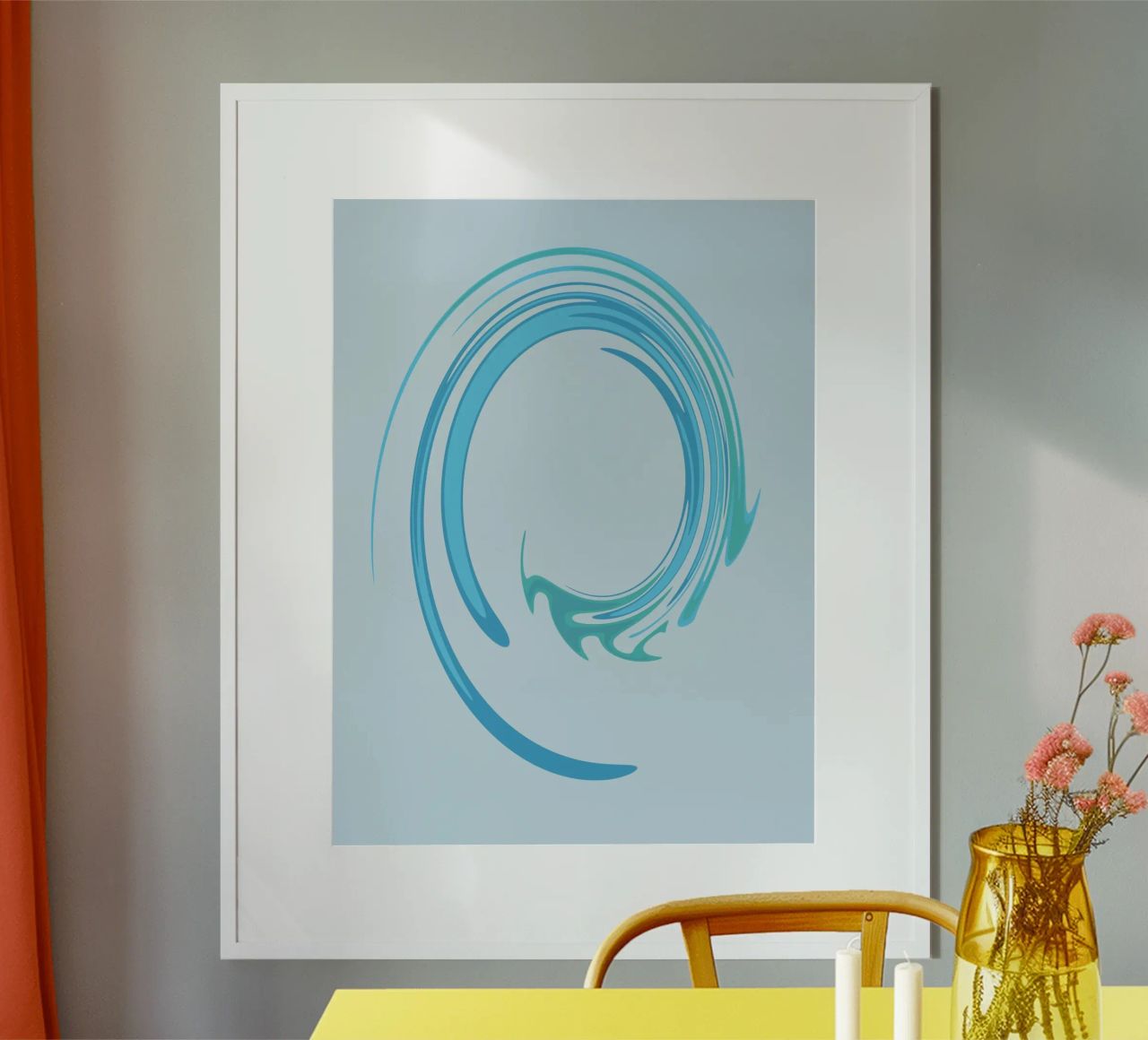 Abstract dynamic swirl pattern in blue hahnemühle by Something for you