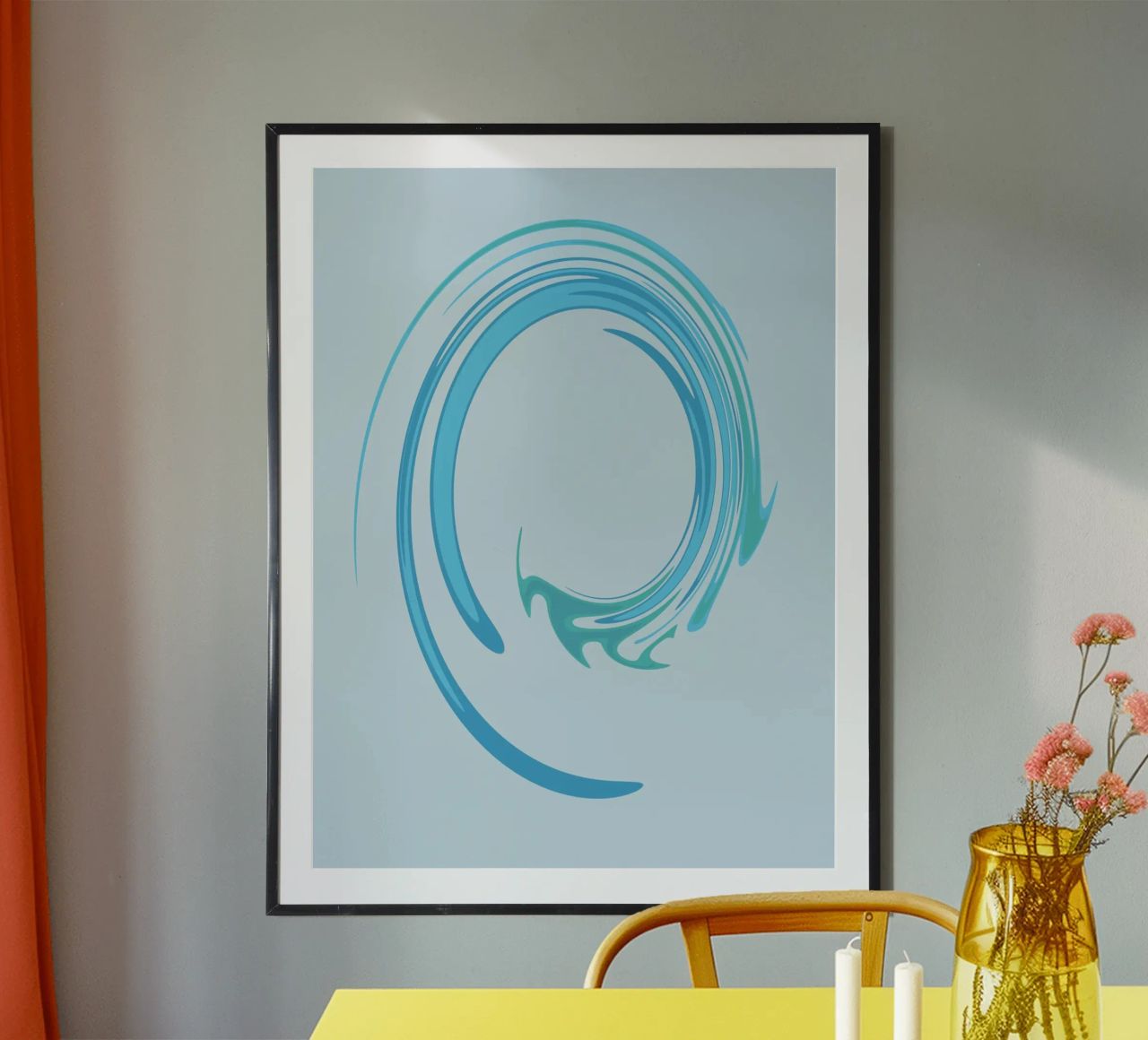 Abstract dynamic swirl pattern in blue hahnemühle by Something for you