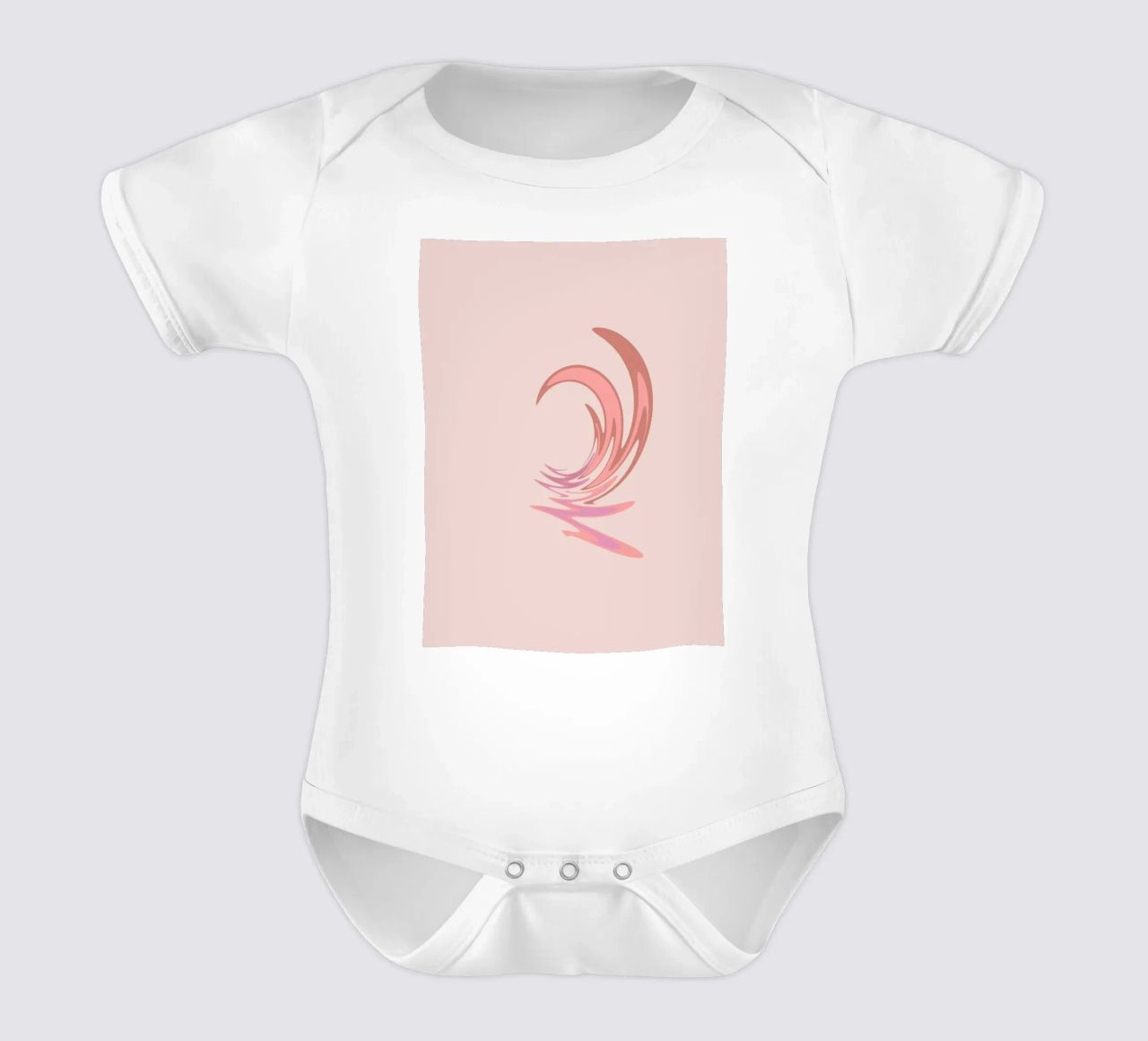 Abstract dynamic swirl pattern in pink short-sleeve baby romper by Something for you
