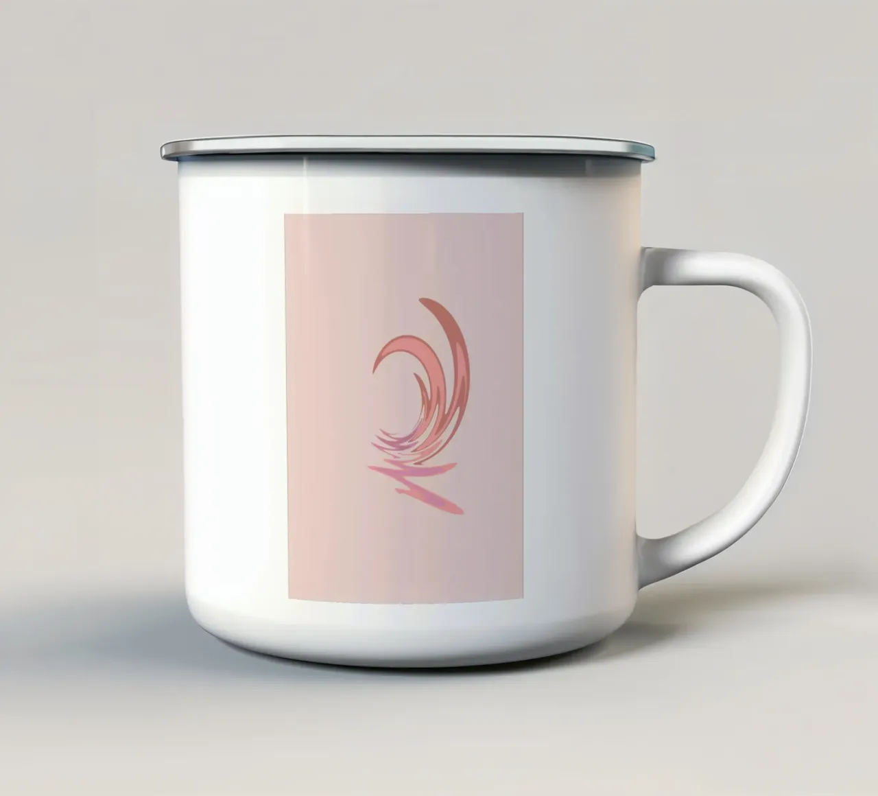 Abstract dynamisch wervelpatroon in roze emaille mok van Something for you